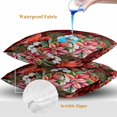 thumbnail image 4 of Throw Pillow Covers 16x16 Inch Set of 2, Cardinal Bird Waterproof Outdoor Pillow Covers, Poinsettia Pine Cones Berry Flowers Red Plaid Decorative Cushion Pillowcases for Couch, Sofa, Bed, Patio, 4 of 9
