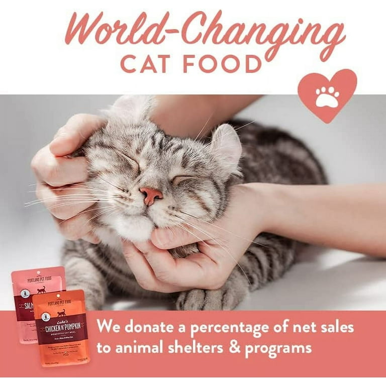 Portland Pet Food Human-Grade Wet Cat Food Pouches - Chicken & Salmon Variety Pack (12 Pouches)