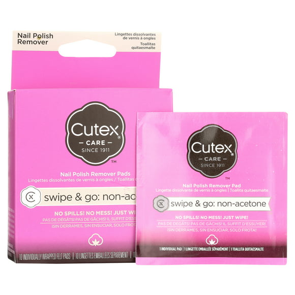 Cutex Swipe and Go Non-Acetone Remover Pads, 10 Ct, 10 Count