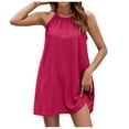 thumbnail image 3 of Ahuyic Printed Solid Color Plus Size Dress For Women, Summer Womens' Sleeveless Tank Knee-Length Dresses,Women's Summer New Halter Loose Dress Suspender Ankle-Length Dress, 3 of 5