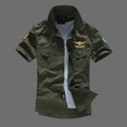 thumbnail image 2 of Camisa casual de manga corta de verano para hombre, moda de primavera y verano, camisa bordada de algodón elegante, corte entallado, 2 of 6