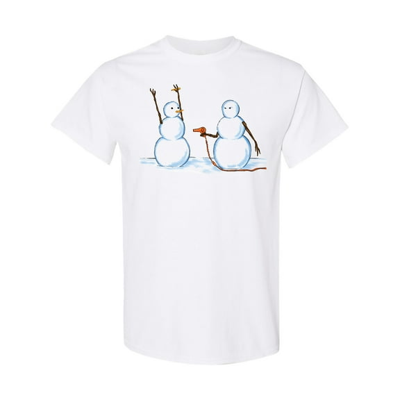 Inktastic Snowman Stickup with Hairdryer T-Shirt