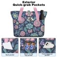thumbnail image 2 of Tote Bag for Women - Pioneer Flower Shoulder Bag - Large Utility Work Duffle Bag with Zipper Handbag for Travel, Work, Sprots, 2 of 5