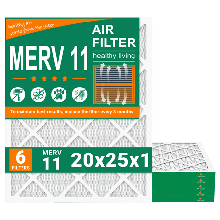 AMI PARTS 20x25x1 MERV11 Air Filter for Dust Defense,HVAC Pleated Furnace Replacement Filter,6 Filters
