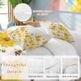 thumbnail image 4 of Yellow Flowers Full Size Comforter Set, Spring Floral Bee Linen Texture Plant Watercolor Bedding for All Seasons, 4 Pcs Bed Set, 1Quiltcover (86"x86") ,1Sheet(80"x116"), 2Pillowcases (30"x20"), 4 of 9