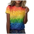 thumbnail image 3 of Womens T Shirts Summer Loose Short Sleeve Gradient Print Tops Spring 2026 Crew Neck Casual Basic Tees, 3 of 6