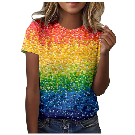 OOOUM women short sleeve T Shirts Colorful Tie Dye Casual crewneck tee shirts Cozy Modern Fit Summer Tops Green M