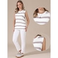 thumbnail image 2 of DARING DIVA Women's Crochet Tank Top Stripe Sleeveless Hollow Out Vest L Khaki White, 2 of 6