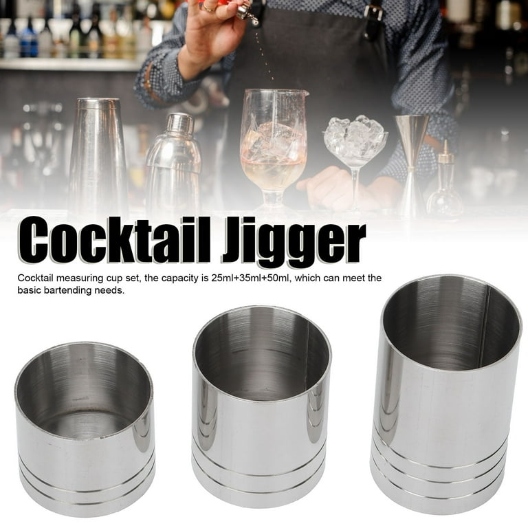 Stainless Steel Cocktail Jigger Drink Measuring Cup Bartender Tool Set  (25ml+35ml+50ml)