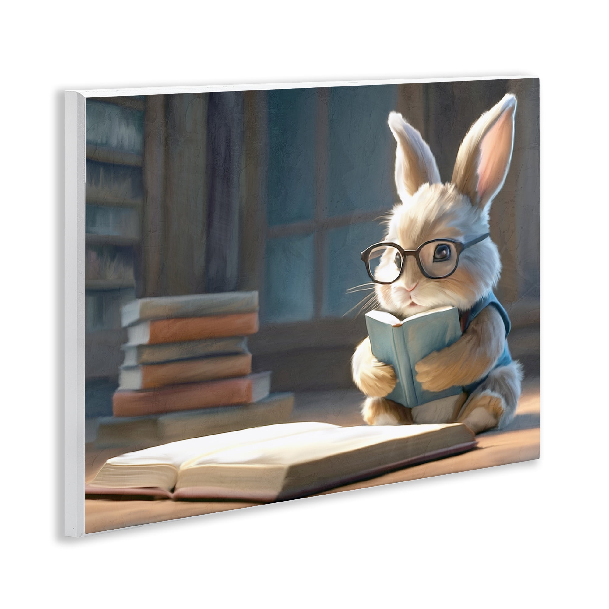 Stupell Industries Bookish Bunny at Desk Wall Plaque Art, design by Kim Allen