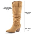 PENNYSUE Women's KneeHigh Pointed Toe Tan Boots Wide Calf Mid