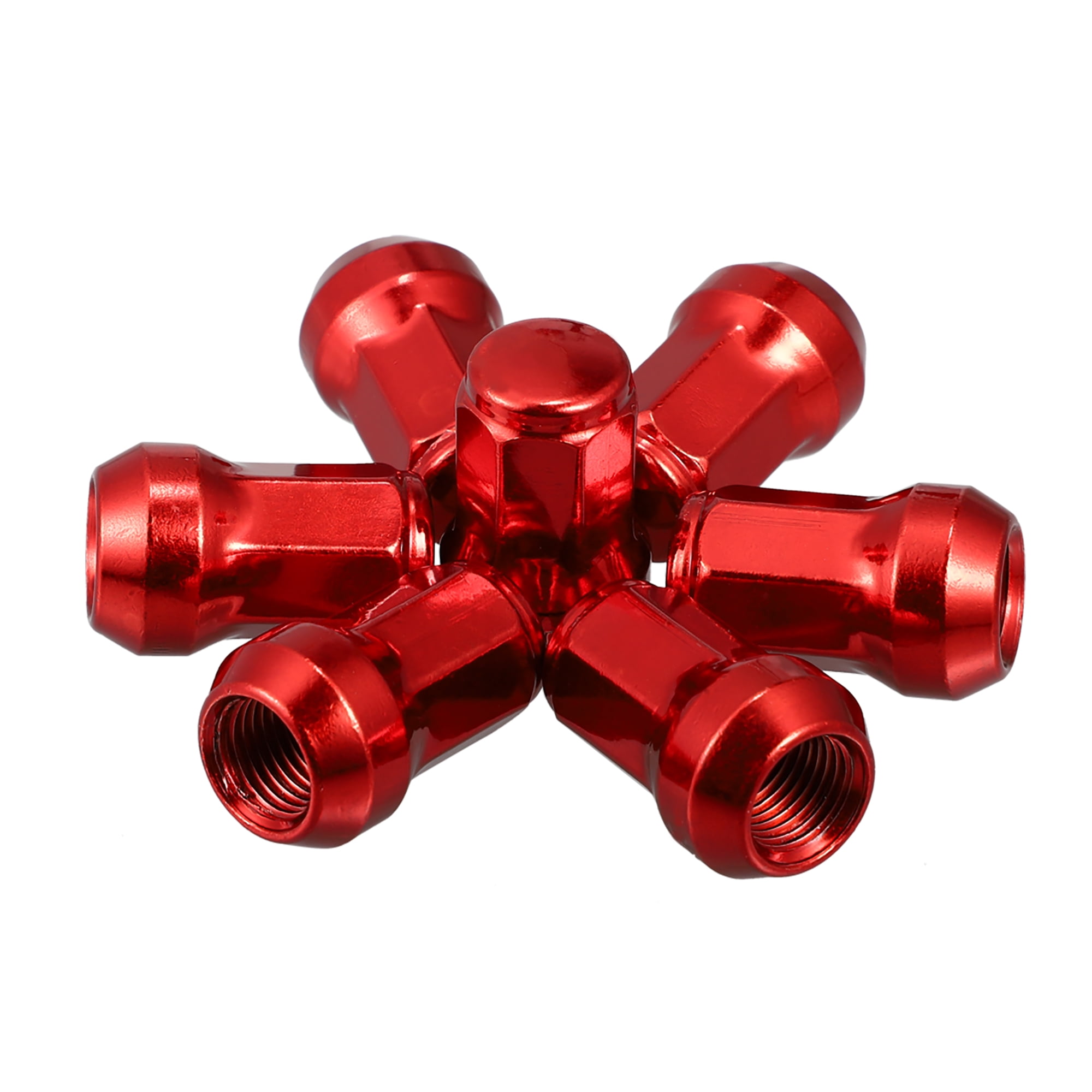 Unique Bargains 1 Set M12 x 1.5 Car Lug Nuts Cone Seat Closed End Bulge Acorn Hex Wheel Nut with Socket Key Red