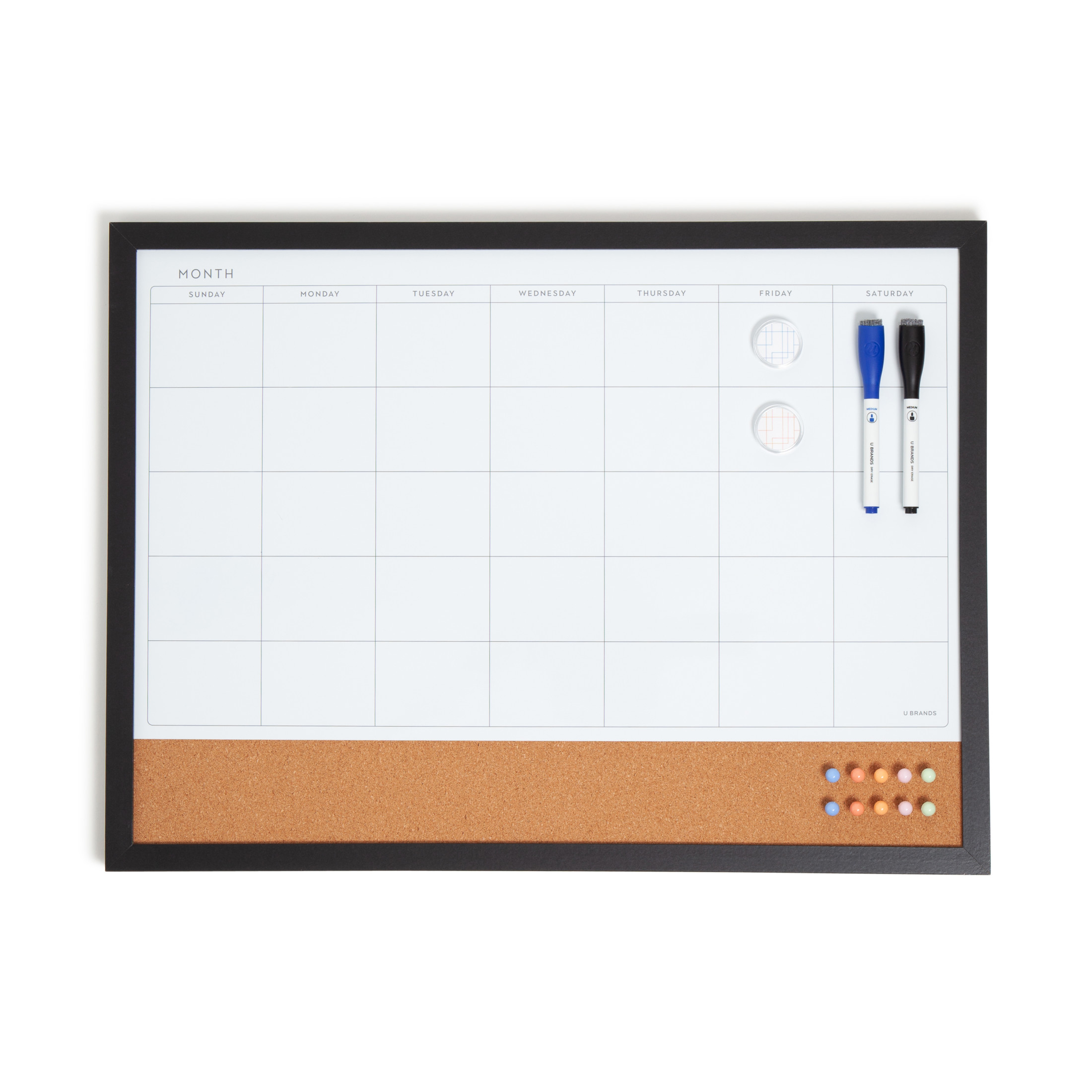 U Brands Magnetic Dry Erase Calendar Board, 23x17"