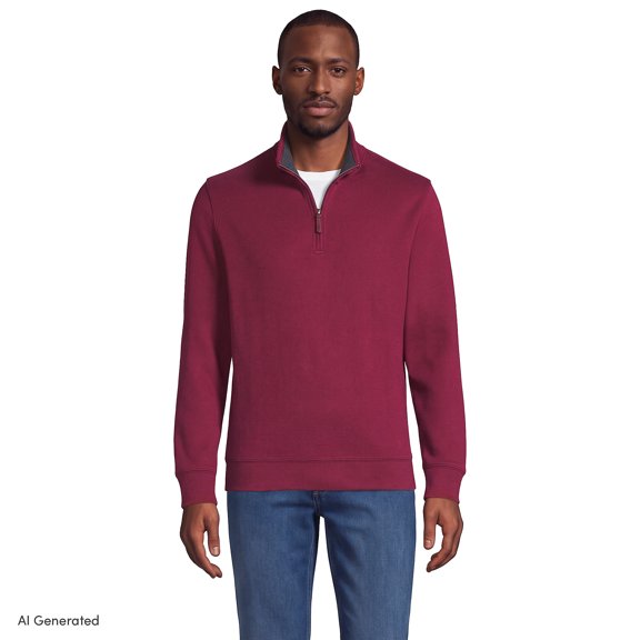 Lands' End Men's Bedford Rib Quarter Zip Sweater