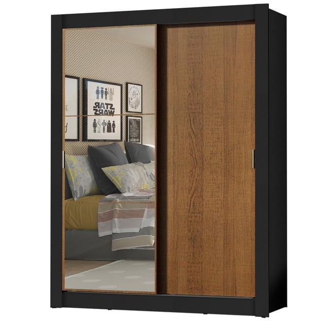 Ropero Closet Madesa Dallas Plus 2 Puertas Corredizas con Espejo 4 Cajones NM