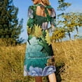 thumbnail image 3 of Robe à Encolure Carrée Monde Succulent Robe d'Été Douce Femmes Élégante Robe à Imprimé Dos Nu Plantes Succulentes Nature Couleurs Cactus, 3 of 5