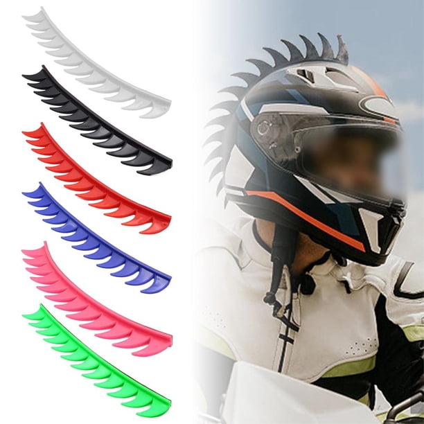 bike helmet adhesive mohawk Hot Rides Reflecive Punk Rubber Warhawk Wig Accessory Stick On for Ski Skate Biker Bicycle Scooter Motorcycle Helmet (Saw Turn heads everywhere you go with this blue and white motorcycle helmet mohawk DIY Motorcycle Helmet Mohawk Hair