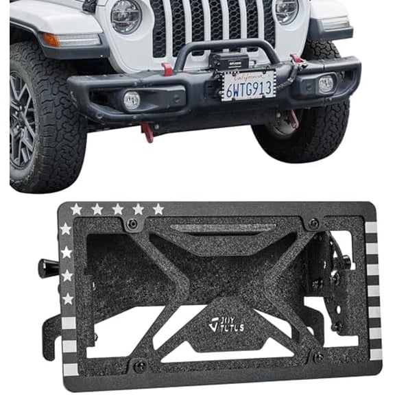 Universal Flip-Up License Plate Mount for 10" Hawse Fairlead (254mm) - Compatible with Winch, Off-Road Trucks, RV Bumpers Front License Plate Holder Bracket