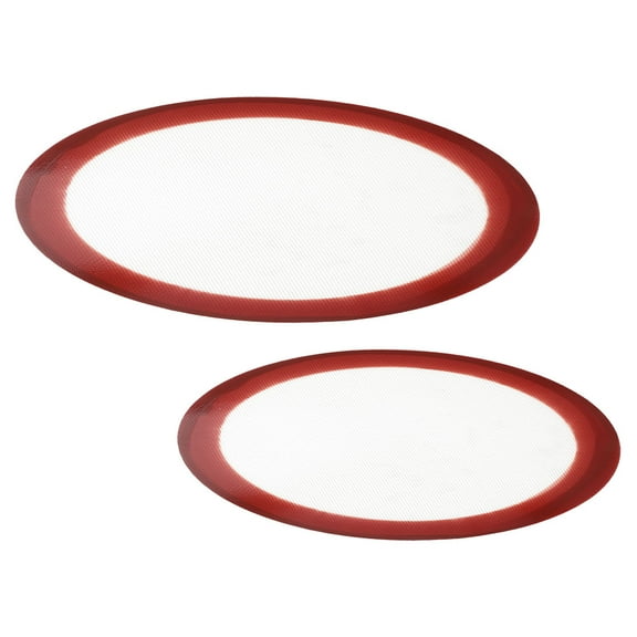 Worgeous Nonstick Baking Mat Pizza Baking Sheet Silicone Red 2Pcs 10X10X0.08In