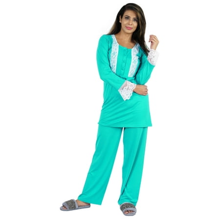 

Bimba Solid Nightwear For Women 2pcs Sleepwear Set Lace Top & Pajama