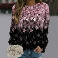 thumbnail image 2 of Zpanxa Sweatshirt for Women Round Neck Printed Sweater Long Sleeve Sweater Pink B M, 2 of 4