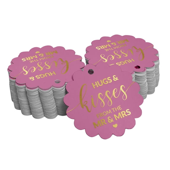 Inkdotpot 50 Pack Hugs & Kisses From The Wedding Favor Paper Tags Craft Real Gold Foil Hang Tags