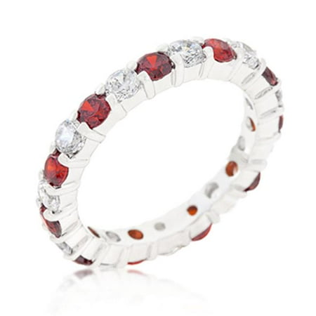 Kate Bissett R07349RS-C13-06 Mini Jessica Band With Garnet Cubic Zirconia, Size 06