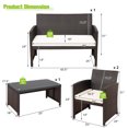 thumbnail image 2 of Gymax 4PCS Patio Conversation Set Outdoor Rattan Furniture Set w/ White Cushions, 2 of 10