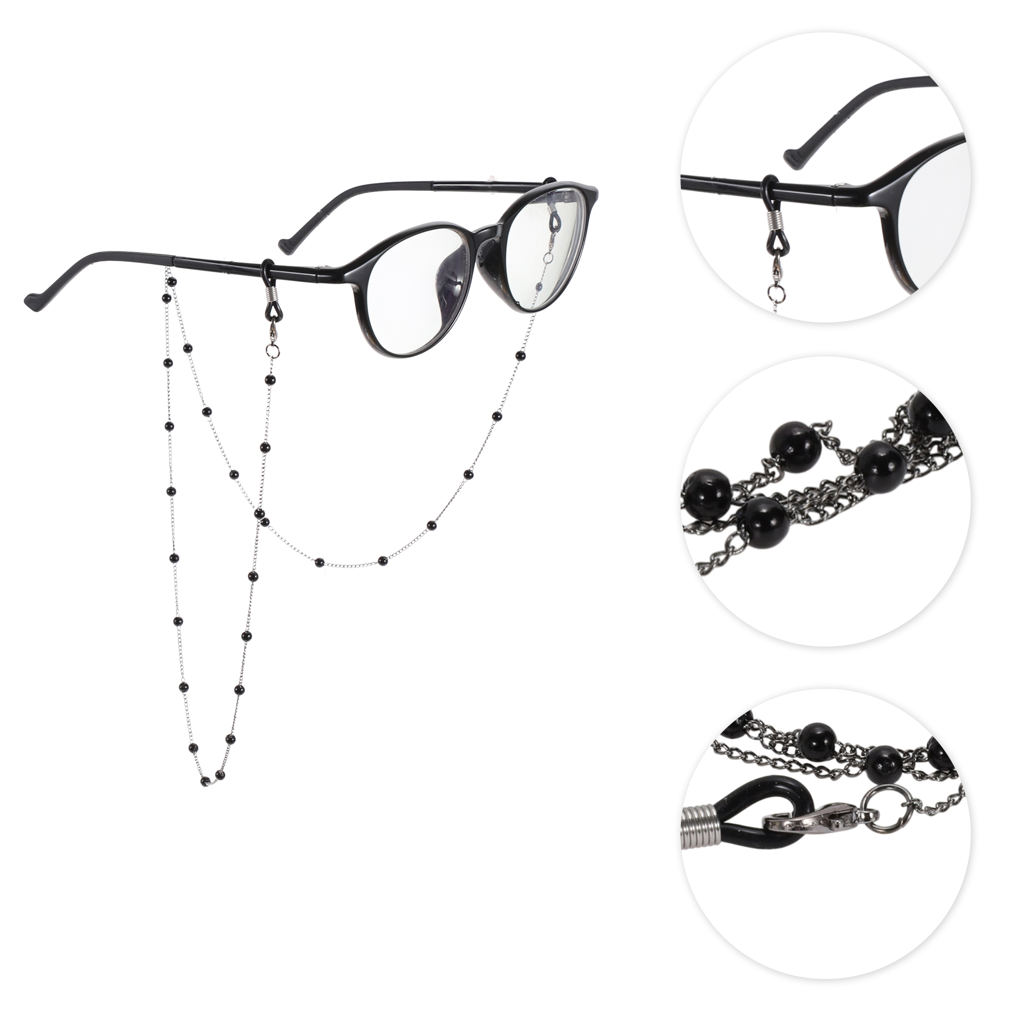 Unique Bargains Pearl Pattern Eyeglass Chain 29.53" 1 Pc Black