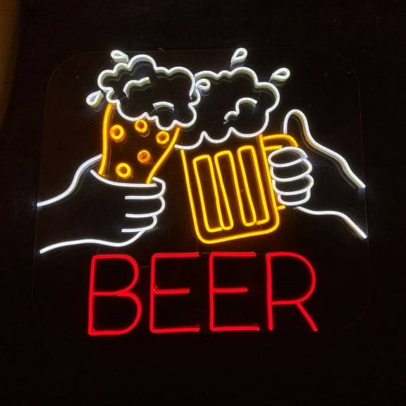 Glowneon Beer Neon Signs, Bar Pub Sign Decoration, LED Light