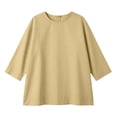thumbnail image 4 of Lenpel Women's Tops 3/4 Length Sleeve Crew Neck Open Back Pleated T-Shirts Loose Tunic Blouses Trendy Casual Tees, 4 of 7
