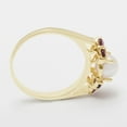 thumbnail image 3 of LBG British Made 10k Yellow Gold Cultured Pearl & Garnet Womens Cluster Ring - 33 size options - Size 8, 3 of 6