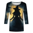 thumbnail image 4 of Drses‌‌ ‌‌‌‌‌‌‌‌‌‌Women's Halloween Witch Pumpkin Tee - 3/4 Sleeve Crew Neck Graphic T-Shirt for Spooky Season, 4 of 5