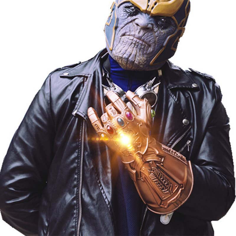 US Thanos Infinity Gauntlet LED Light Gloves Full Head Mask Cosplay Fans Prop 