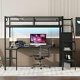 Linique Full Size Gaming Loft Bed with LShaped Desk, LED and Charging