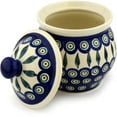 thumbnail image 2 of Polish Pottery 6½-inch Jar with Lid (Peacock Leaves Theme) Hand Painted in Boleslawiec, Poland + Certificate of Authenticity, 2 of 6