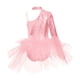 thumbnail image 4 of Traje de leotardo con falda de tul y plumas de lentejuelas brillantes para niñas, traje de manga larga con cuello simulado, traje de actuación de baile, 4 of 5