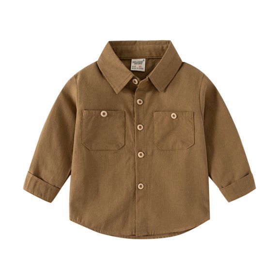 RMGVDSD Toddler Boys Button Down Shirt Kids Baby Boy Long Sleeve Shirts Solid Color Gentleman Blouse Soft Classic-Fit Shirt Tops Fall Clothes 18-24 Months