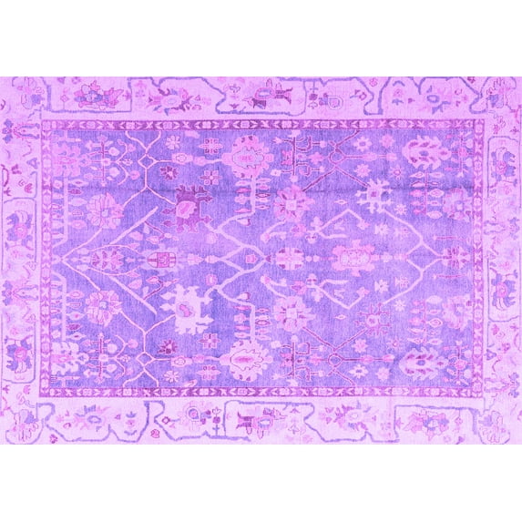 Ahgly Company Indoor Rectangle Oriental Purple Traditional Area Rugs, 5' x 7'