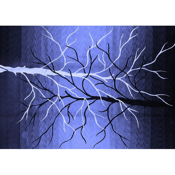 Ahgly Company Machine Washable Indoor Rectangle Oriental Blue Industrial Area Rugs, 3' x 5'