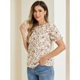 thumbnail image 3 of DARING DIVA Chiffon Ruffled Trim Floral Blouse Top XS White Red, 3 of 6