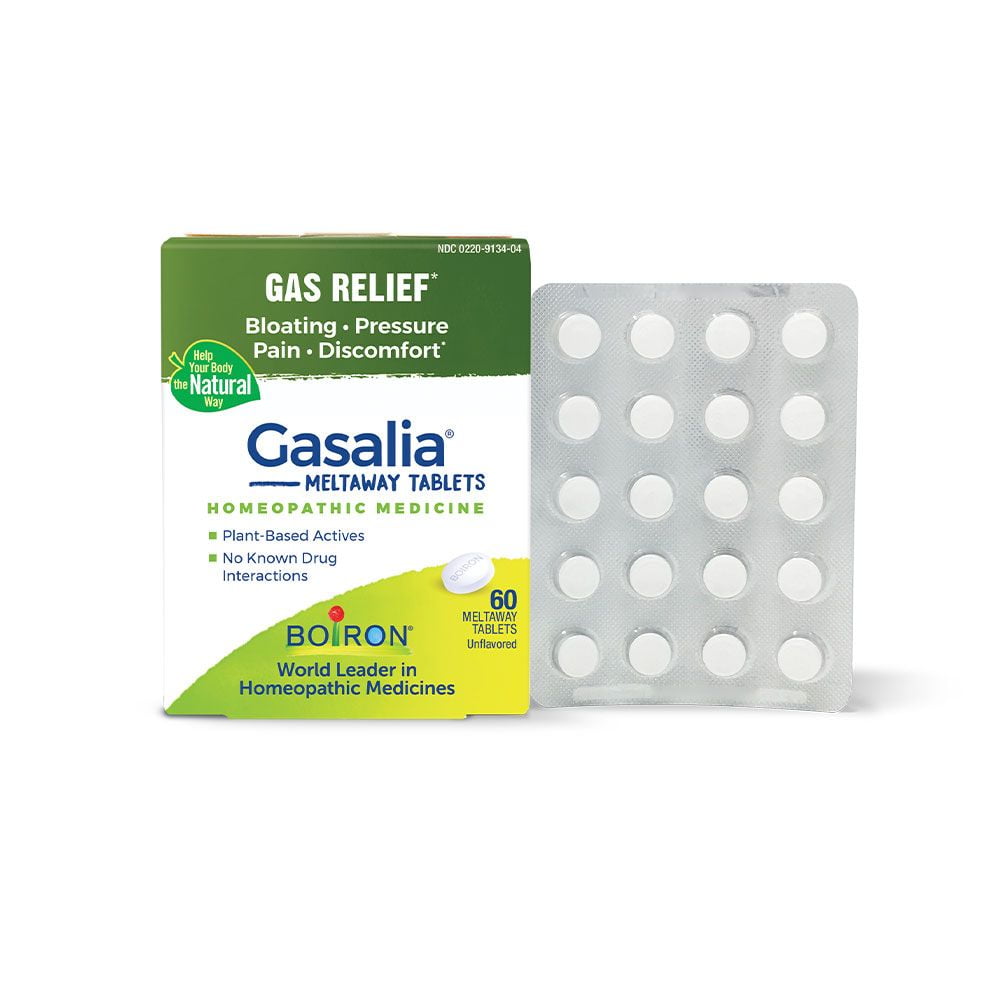 Boiron Gasalia Tablets, Homeopathic Medicine for Gas Relief, Bloating, Pressure, Pain, Discomfort, 60 Meltaway Tablets