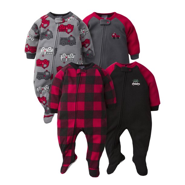 Gerber Gerber Baby Boys Microfleece Blanket Sleeper Pajamas, 4Pack