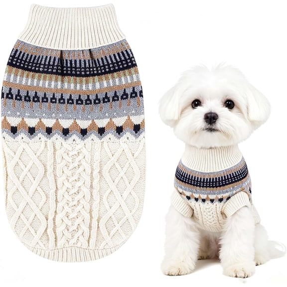 Knit Dog Sweater, Turtleneck Cable Design with Cozy Soft Fabric, for Dogs and Cats | Perfect for Winter Warmth, Daily Walks, and Holiday Outfits(RL)