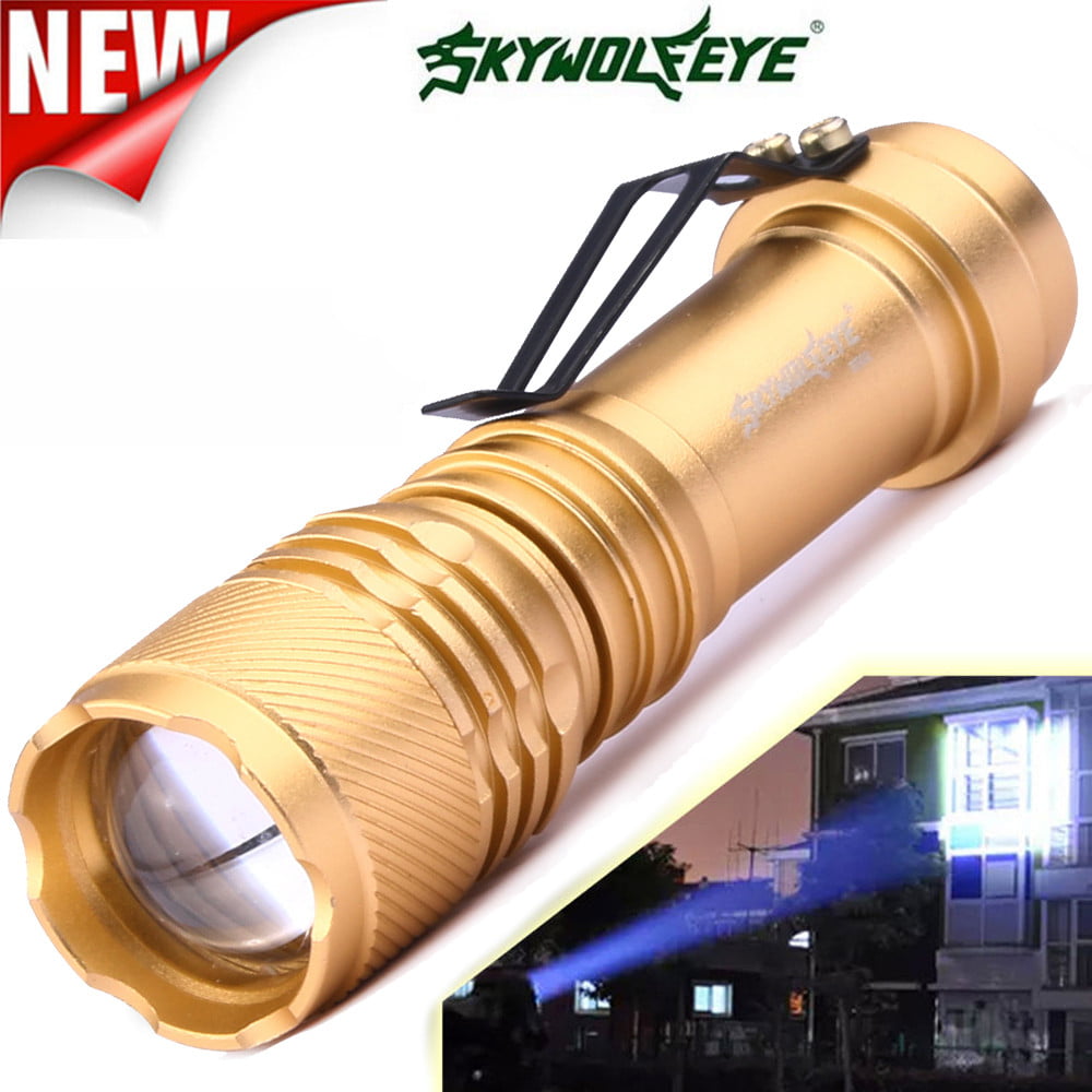 Skywolfeye XPE LED 3 Modes Flashlight Zoomable Torch Aluminum Alloy Lamp UK 