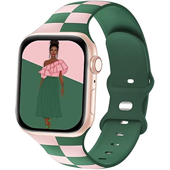 Luxury Checkered Designer Bands Compatible with Apple Watch Band 38mm 40mm 41mm Women Men,Soft Silicone Sport Strap Replacement Wristbands for iWatch Series 11 10 9 8 Ultra/2/3 7 6 5 4 3 2 1 SE/3