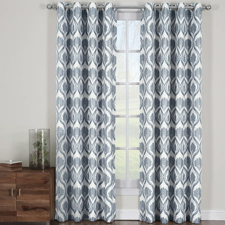 Cotton Modern Curtain - Modern Jacqueline Jacquard Drapes Grommet Top (Set of 2 Panels)