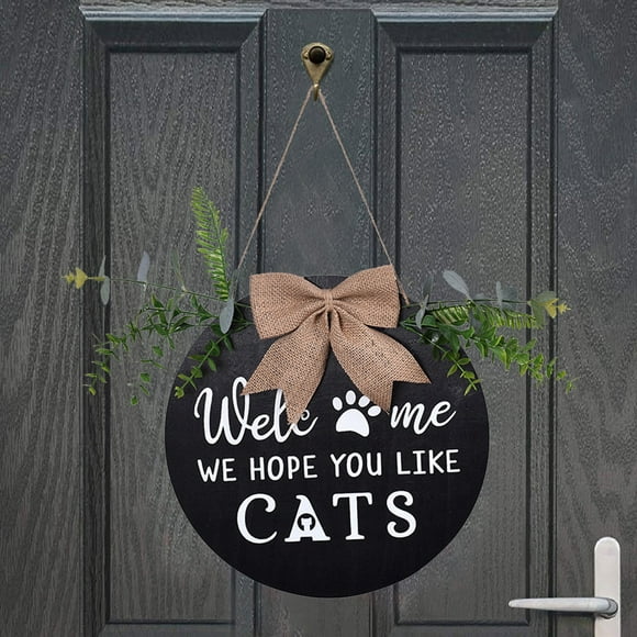 Outdoor Christmas Decorations Wreath American Countries Wooden Welcome House Sunflower Bowknot Decoration Garland Door Ornament HelloDogCat Home brand