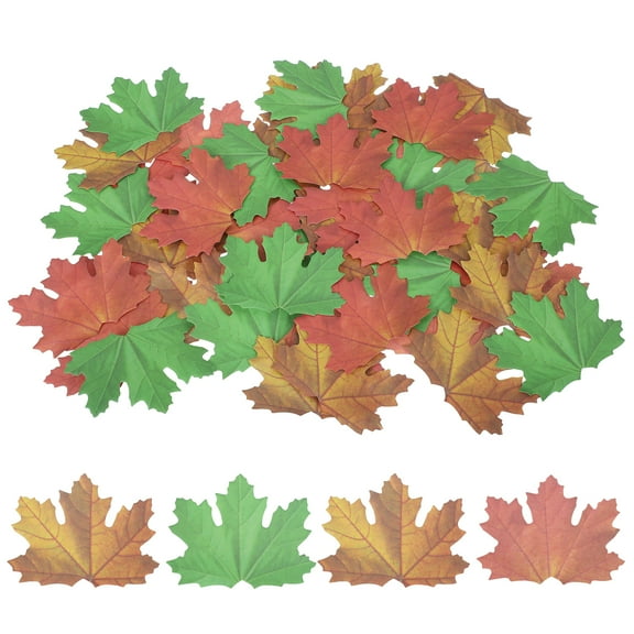Uxcell 75Pcs Artificial Maple Leaves Cutouts Leaf Red Yellow Green 3.5x2.8"