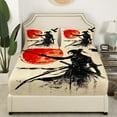thumbnail image 3 of Erosebridal Woman Samurai Sheet Set King, Red Moon Bedding Sets King Size, Japanese Anime Decor 4pcs, 3 of 7
